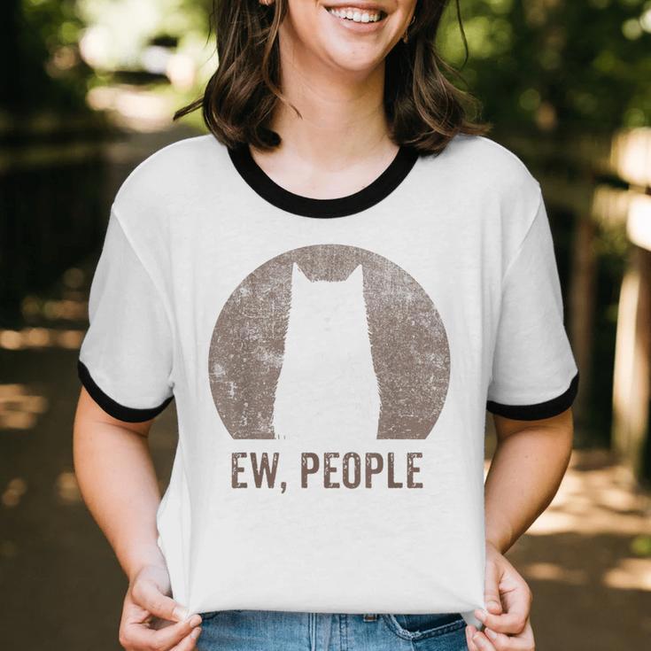 Ew People Introvert Cat Meow Cat Lover Men Women Kids Unisex Cotton Ringer T-Shirt Ew People Introvert Cat Meow Cat Lover Men Women Kids Unisex Cotton Ringer T-Shirt