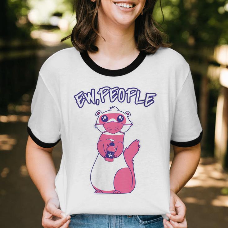 Ew People Introvert Ferrets Saying Mask Ferret Unisex Cotton Ringer T-Shirt Ew People Introvert Ferrets Saying Mask Ferret Unisex Cotton Ringer T-Shirt