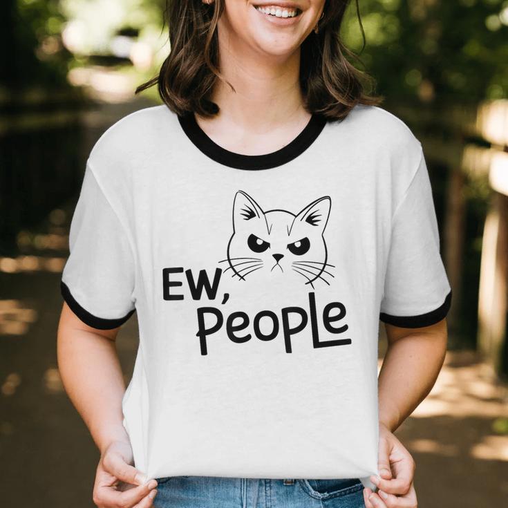 Ew People Introverts Stay Home Socially Awkward Unisex Cotton Ringer T-Shirt