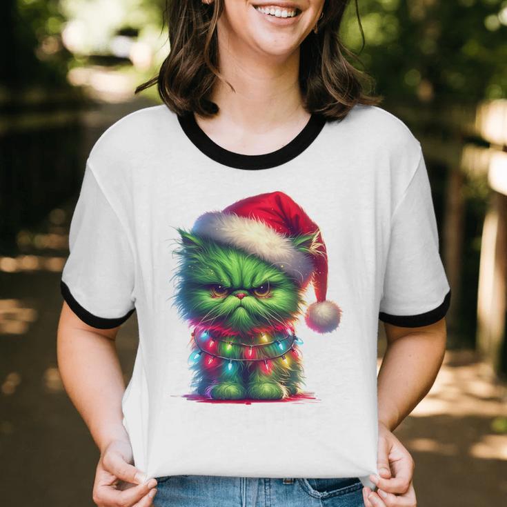 Ew People Meowy Cat Christmas Introvert Men Women Unisex Cotton Ringer T-Shirt