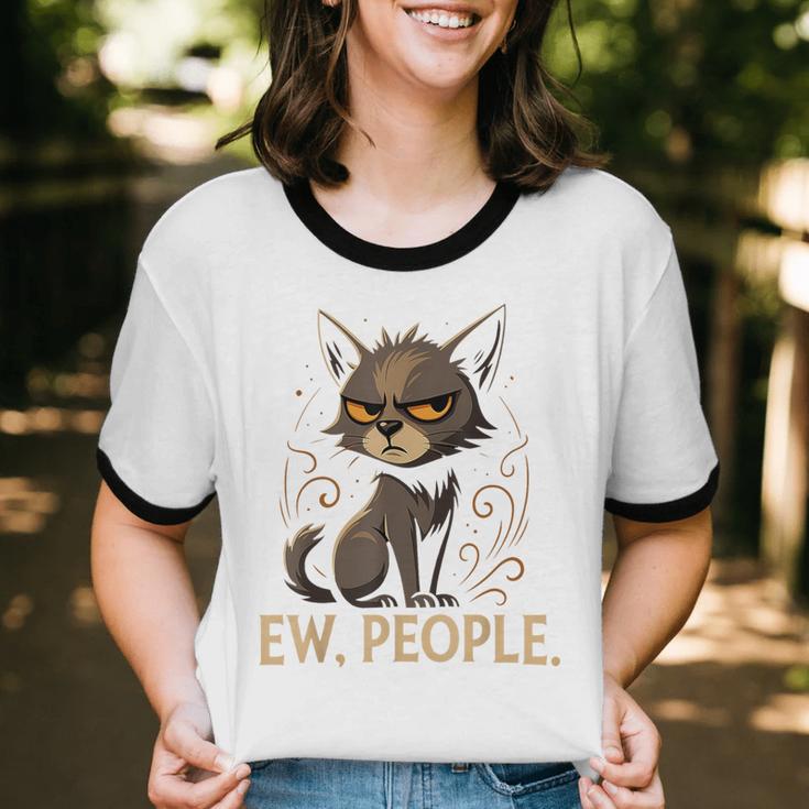 Ew People Moody Cat Sarcastic Introvert Artwork Unisex Cotton Ringer T-Shirt Ew People Moody Cat Sarcastic Introvert Artwork Unisex Cotton Ringer T-Shirt