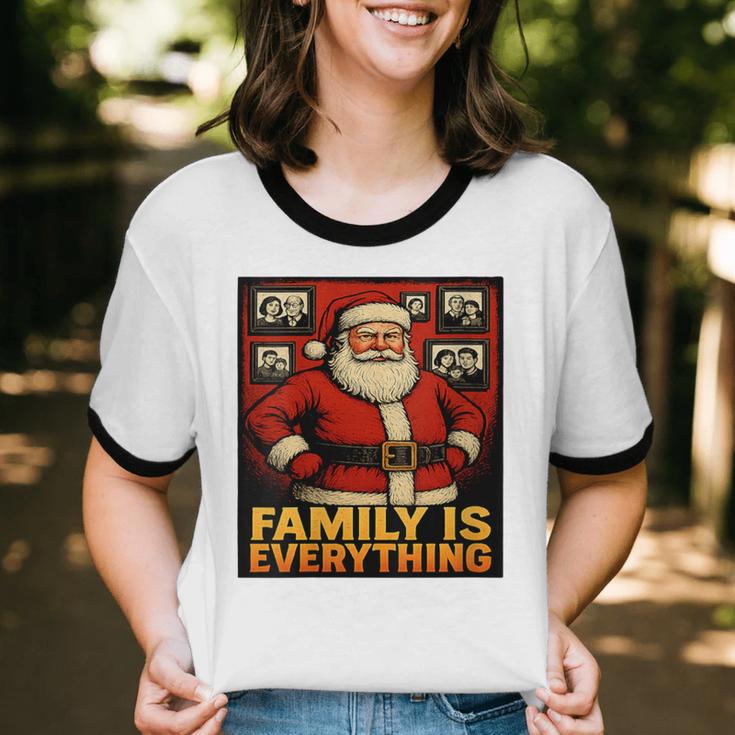Family Christmas Retro Santa Holiday Nostalgia Vibes Unisex Cotton Ringer T-Shirt