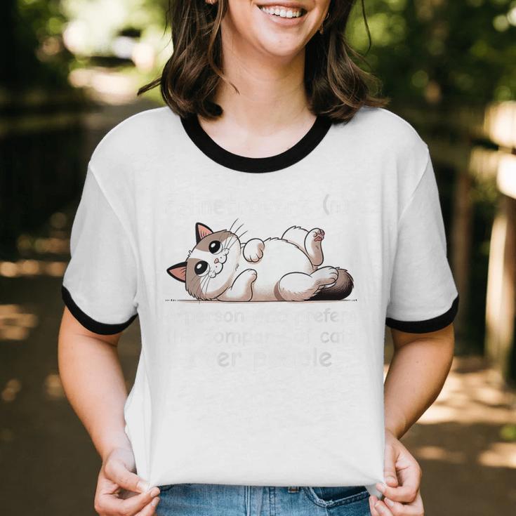 Felinetrovert Definition Cat Lover Introvert Humor Cats Unisex Cotton Ringer T-Shirt Felinetrovert Definition Cat Lover Introvert Humor Cats Unisex Cotton Ringer T-Shirt
