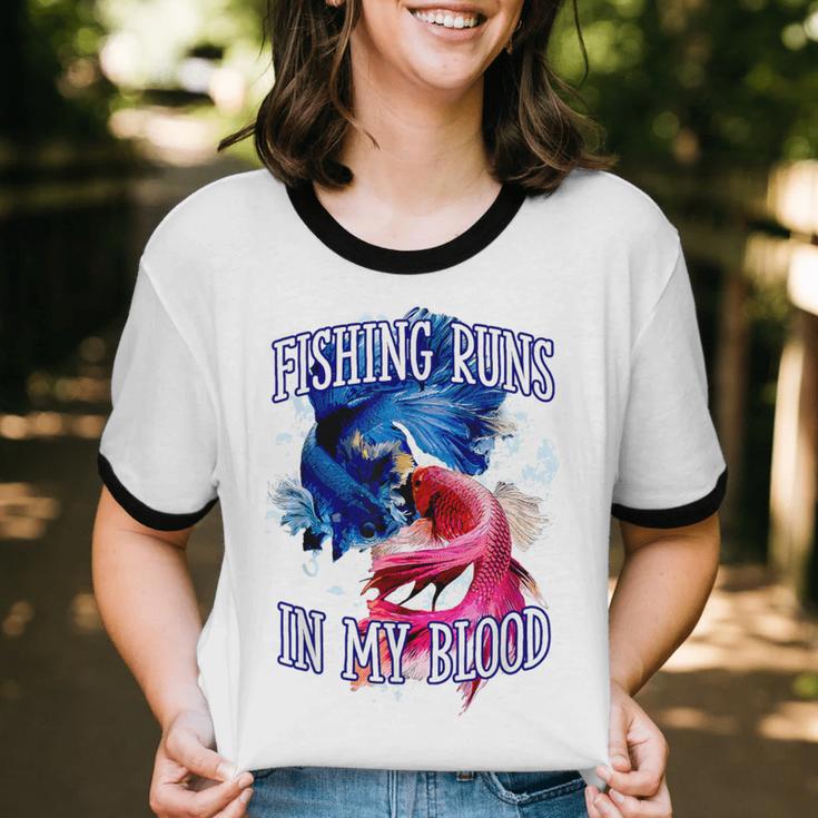 Fishing Runs In My Blood Introvert Hobby Antisocial Unisex Cotton Ringer T-Shirt Fishing Runs In My Blood Introvert Hobby Antisocial Unisex Cotton Ringer T-Shirt
