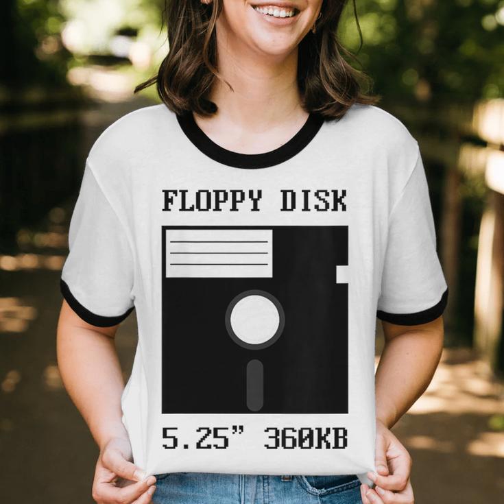 Floppy Disk Computer Nostalgia Fun PC Enthusiast History Unisex Cotton Ringer T-Shirt