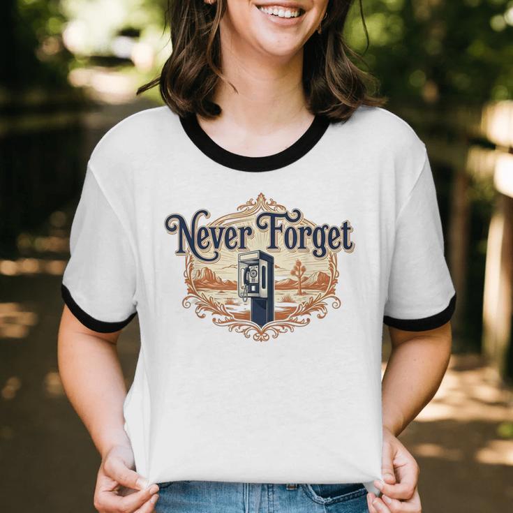 Never Forget Payphones – Retro Humor Nostalgia Graphic Unisex Cotton Ringer T-Shirt Never Forget Payphones – Retro Humor Nostalgia Graphic Unisex Cotton Ringer T-Shirt