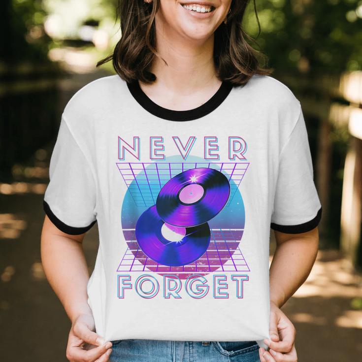 Never Forget Retro 80s 90s Nostalgia Unisex Cotton Ringer T-Shirt