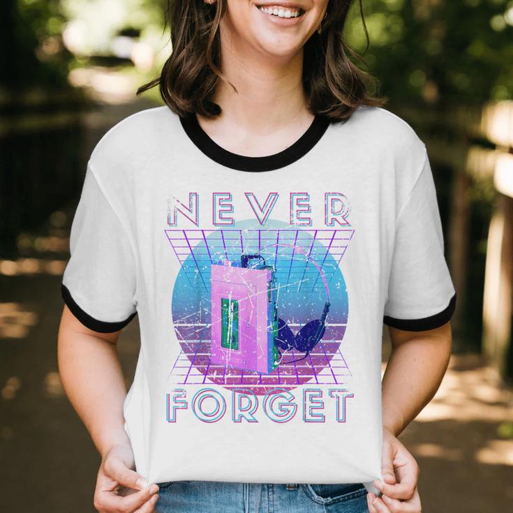 Never Forget Retro 80s 90s Nostalgia Unisex Cotton Ringer T-Shirt