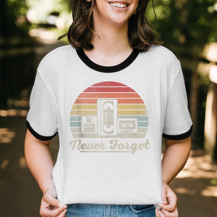 Never Forget Retro Nostalgia Vintage Cassette Unisex Cotton Ringer T-Shirt Never Forget Retro Nostalgia Vintage Cassette Unisex Cotton Ringer T-Shirt