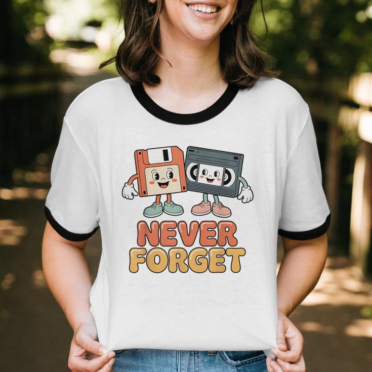 Never Forget Retro Old Technology Nostalgia Unisex Cotton Ringer T-Shirt