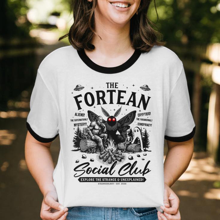 Fortean Social Club Bigfoot Mothman Alien Cryptid Introvert Unisex Cotton Ringer T-Shirt