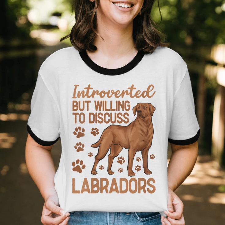 Fox Red Labrador Retriever Introvert Foxred Lab Unisex Cotton Ringer T-Shirt