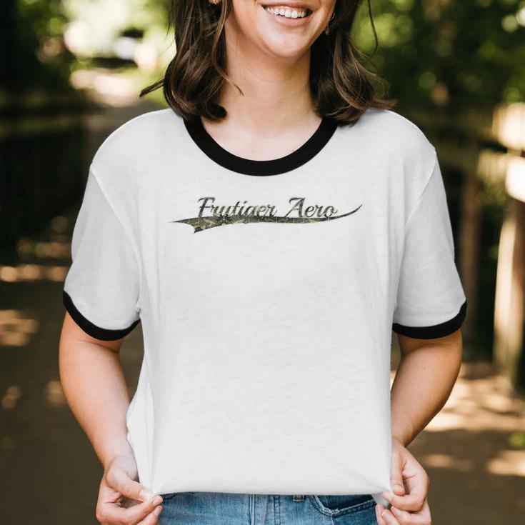 Frutiger Aero Aesthetic Camouflage Vintage Inspired Unisex Cotton Ringer T-Shirt