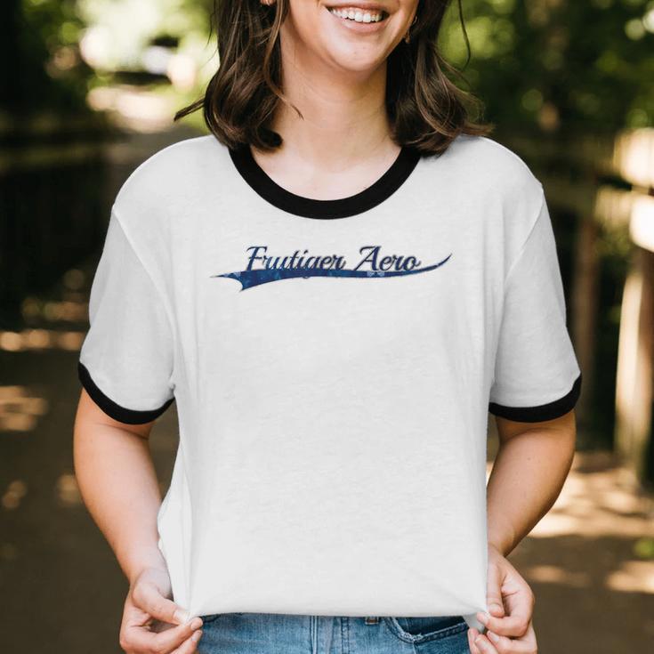 Frutiger Aero Aesthetic Digital Art Vintage Varsity Unisex Cotton Ringer T-Shirt