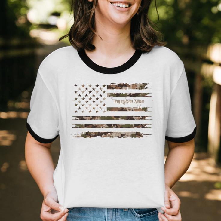 Frutiger Aero Aesthetic Retro Tech Camo Distressed American Unisex Cotton Ringer T-Shirt