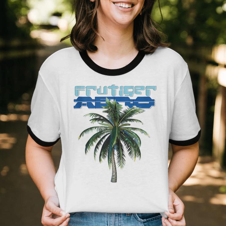Frutiger Aero Palm Tree Y2k Aesthetic 2000s Trend Unisex Cotton Ringer T-Shirt