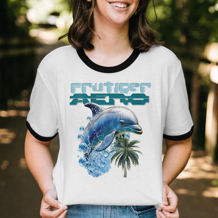 Frutiger Aero Splashy Dolphin Y2k Aesthetic Graphic Unisex Cotton Ringer T-Shirt Frutiger Aero Splashy Dolphin Y2k Aesthetic Graphic Unisex Cotton Ringer T-Shirt