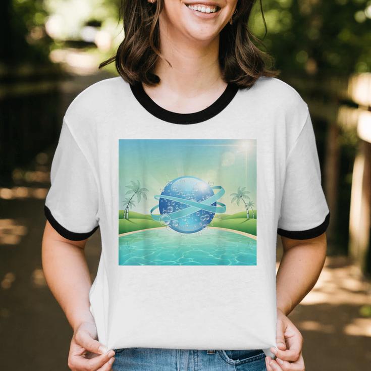 Frutiger Aero Y2k Aesthetic Palm Trees Cyber Beach World Unisex Cotton Ringer T-Shirt Frutiger Aero Y2k Aesthetic Palm Trees Cyber Beach World Unisex Cotton Ringer T-Shirt