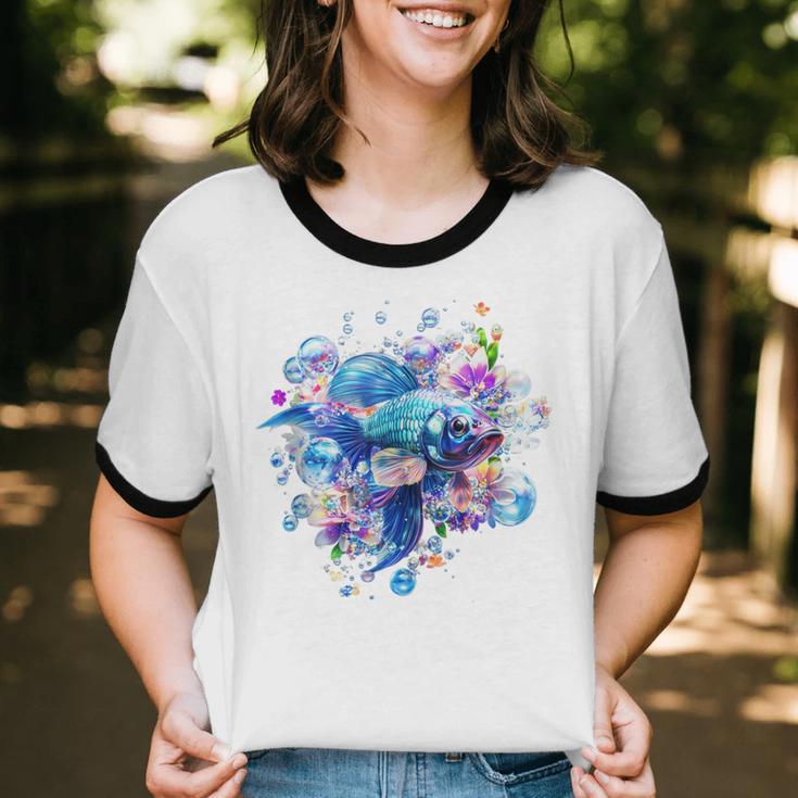 Frutiger Aero Y2K Fish Unisex Cotton Ringer T-Shirt
