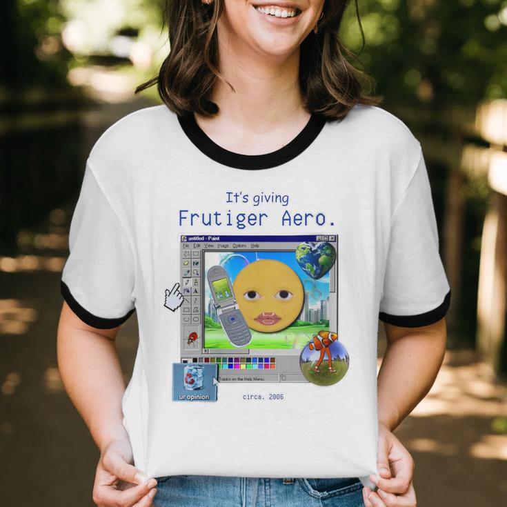 Frutiger Aero Y2K Meme Graphic 2000s Nostalgia Unisex Cotton Ringer T-Shirt Frutiger Aero Y2K Meme Graphic 2000s Nostalgia Unisex Cotton Ringer T-Shirt