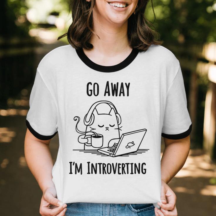 Go Away I'm Introverting Cat Introvert Anxiety Anxious Unisex Cotton Ringer T-Shirt Go Away I'm Introverting Cat Introvert Anxiety Anxious Unisex Cotton Ringer T-Shirt