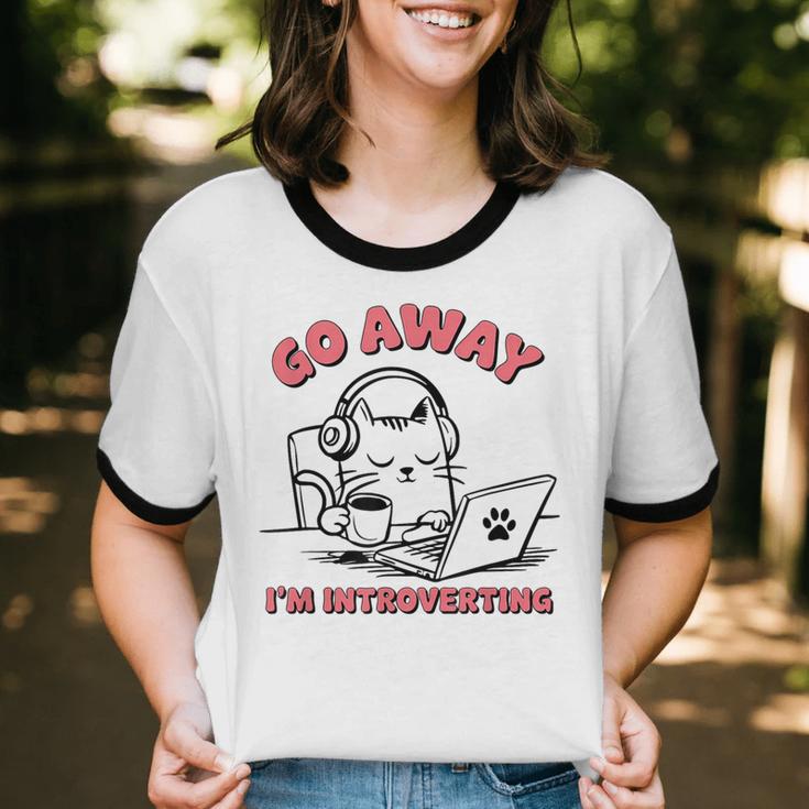 Go Away I´m Introverting Stay Home Socially Awkward Unisex Cotton Ringer T-Shirt Go Away I´m Introverting Stay Home Socially Awkward Unisex Cotton Ringer T-Shirt