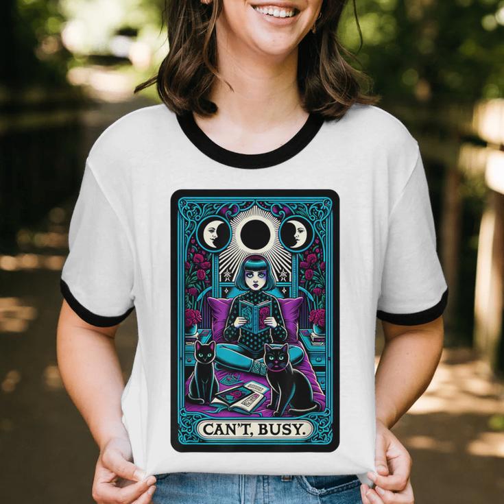 Gothic Girl Tarot Card Introverted Reader And Reading Unisex Cotton Ringer T-Shirt