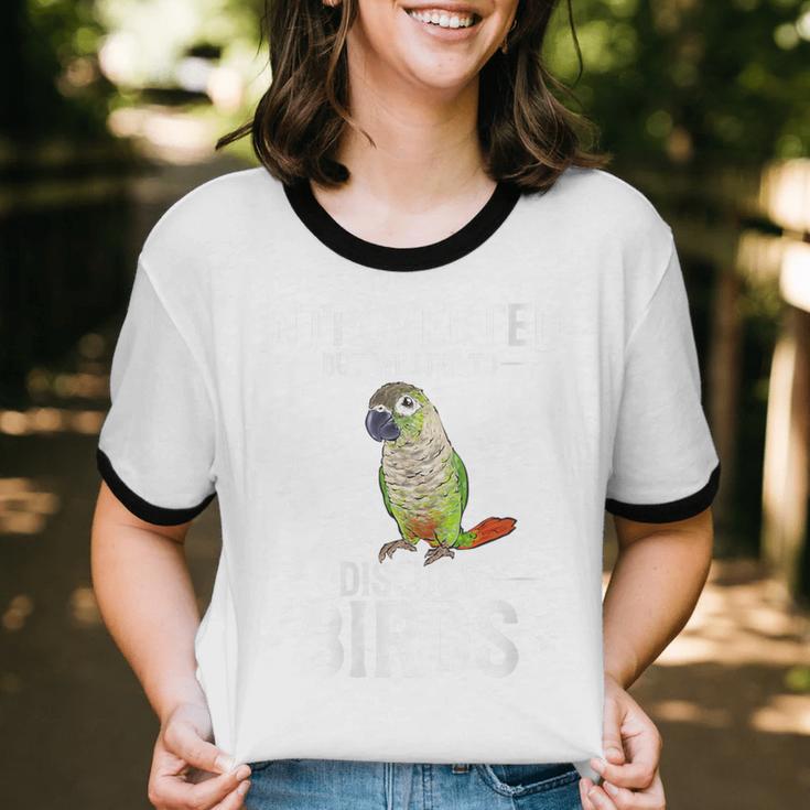 Green Cheek Conure Introvert Parrot Bird Conure Unisex Cotton Ringer T-Shirt