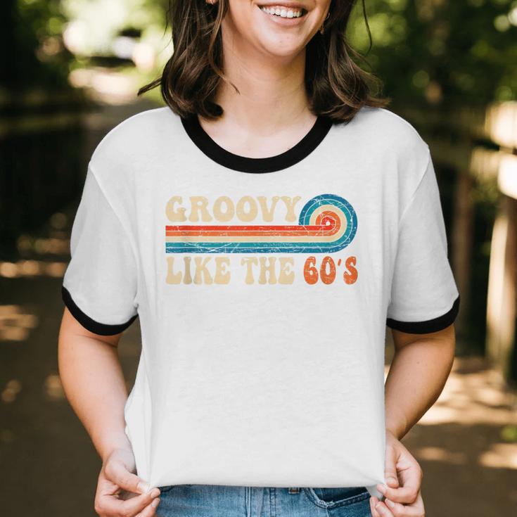 Groovy Like The 60s Aesthetic Nostalgia 1960's Retro Unisex Cotton Ringer T-Shirt