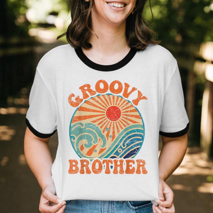 Groovy Brother 70s Aesthetic Nostalgia 1970's Retro Brother Unisex Cotton Ringer T-Shirt