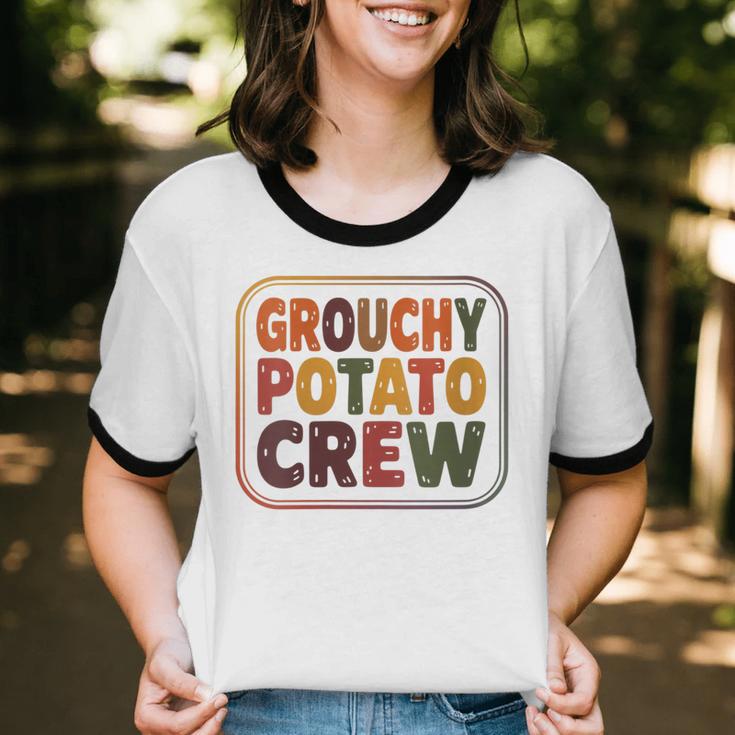 Grouchy Potato Crew Introvert Sarcasm Unisex Cotton Ringer T-Shirt