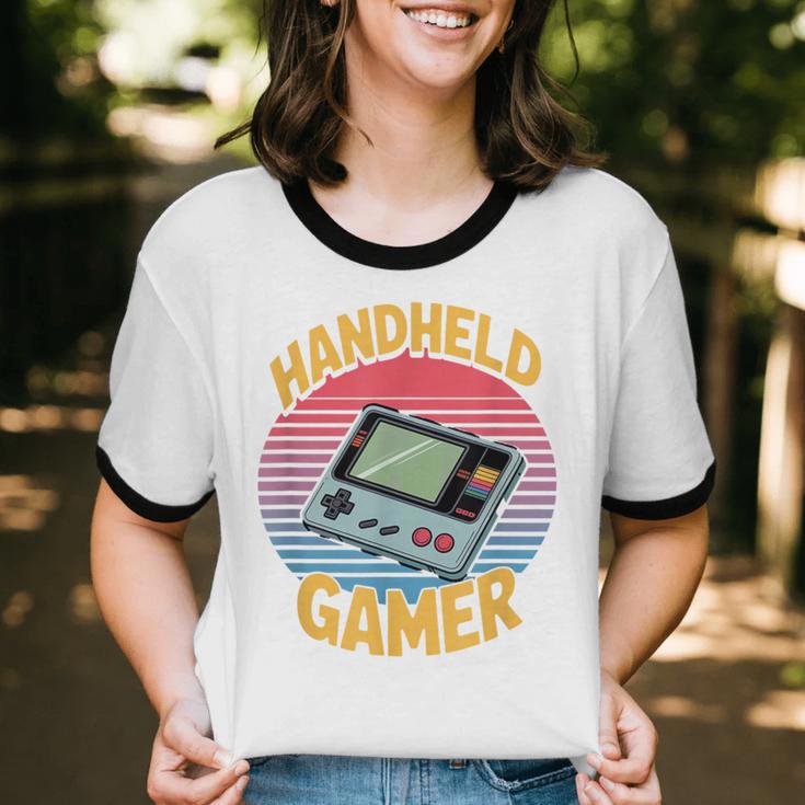 Handheld Gamer Retro Portable Console Nostalgia Unisex Cotton Ringer T-Shirt Handheld Gamer Retro Portable Console Nostalgia Unisex Cotton Ringer T-Shirt