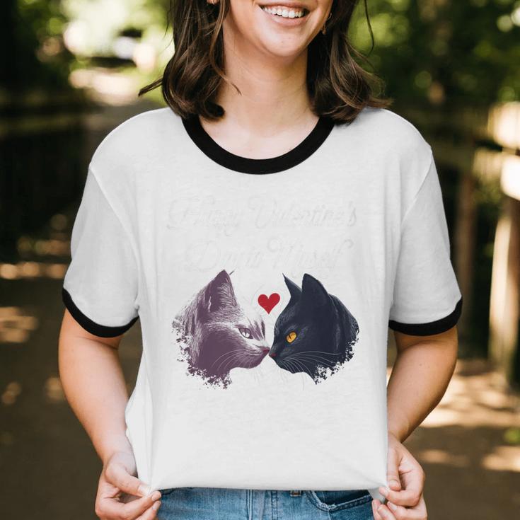 Happy Valentines Day Self Introvert Humor Antisocial Unisex Cotton Ringer T-Shirt