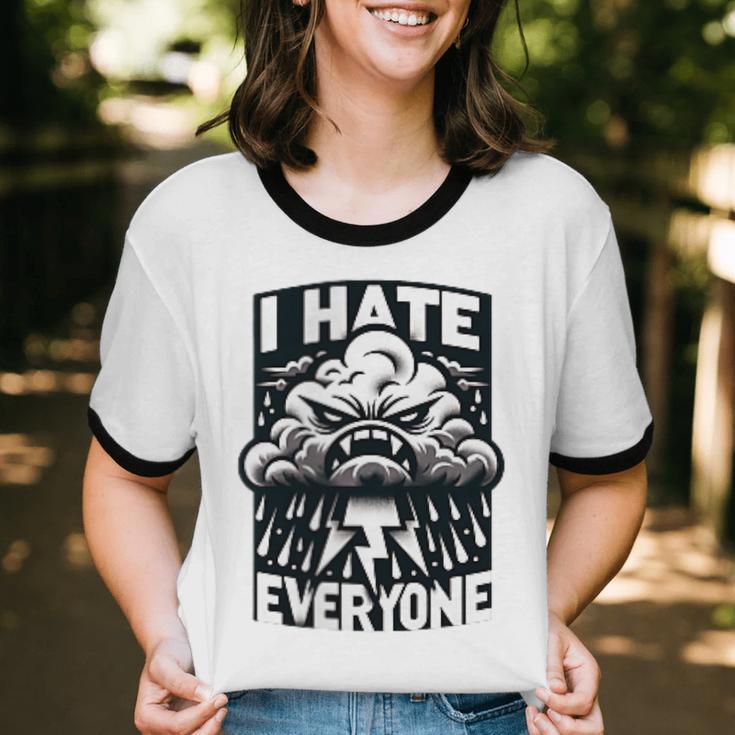 I Hate Everyone Introvert Anti-Social Dark Humor Unisex Cotton Ringer T-Shirt I Hate Everyone Introvert Anti-Social Dark Humor Unisex Cotton Ringer T-Shirt