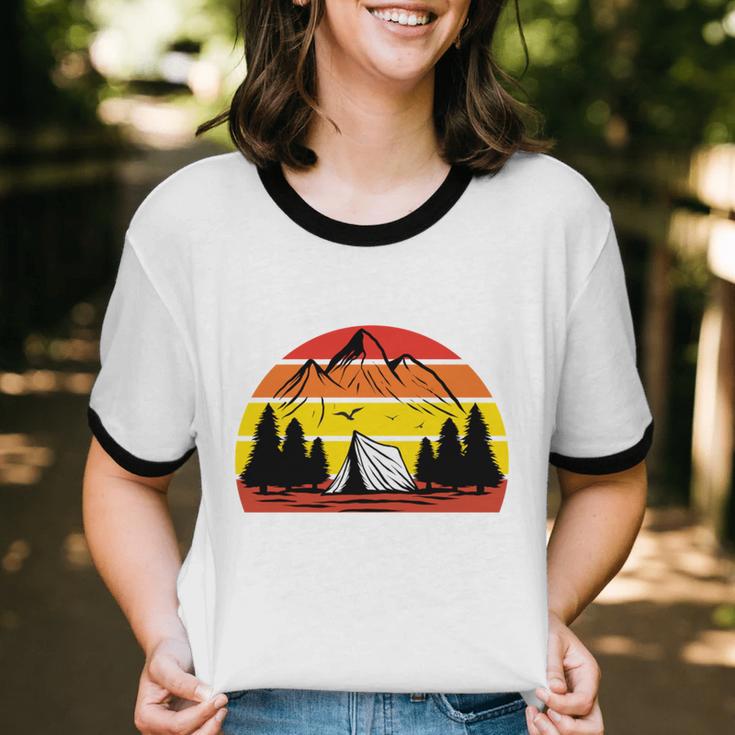 I Hate People That's Why I Camp Camper Meme Introvert Unisex Cotton Ringer T-Shirt