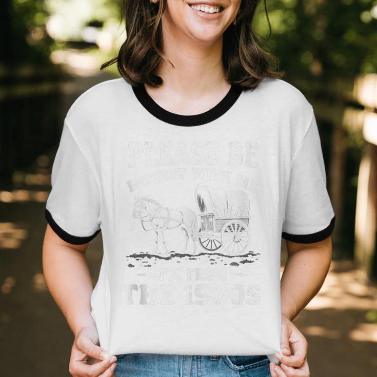 Heartwarming Wagon Please Be Patient I'm From The 1900s Unisex Cotton Ringer T-Shirt