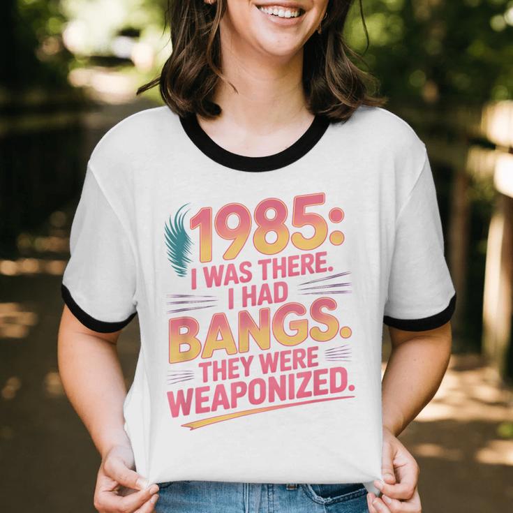 Hilarious 1985 Big Hair Bangs Joke For Gen X Nostalgia Unisex Cotton Ringer T-Shirt Hilarious 1985 Big Hair Bangs Joke For Gen X Nostalgia Unisex Cotton Ringer T-Shirt
