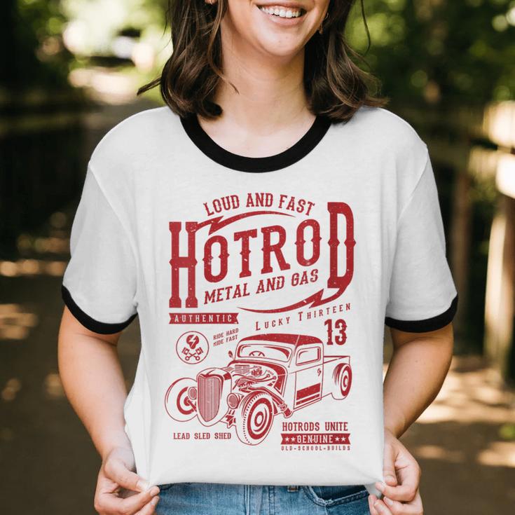 Hotrod Car Automotive Nostalgia Distressed Retro Unisex Cotton Ringer T-Shirt Hotrod Car Automotive Nostalgia Distressed Retro Unisex Cotton Ringer T-Shirt