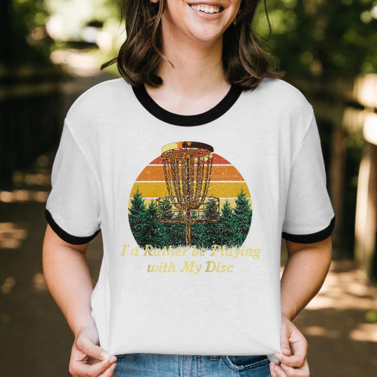 Id Rather Be Playing With My Disc Introvert Disc Golf Raglan Baseball Tee Unisex Cotton Ringer T-Shirt