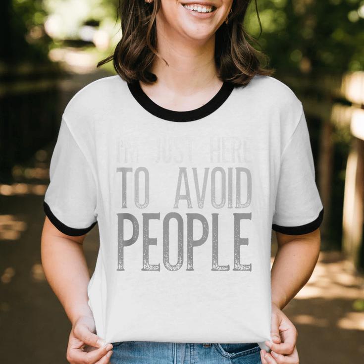 I'm Just Here To Avoid People Saying Sarcasm Introvert Unisex Cotton Ringer T-Shirt