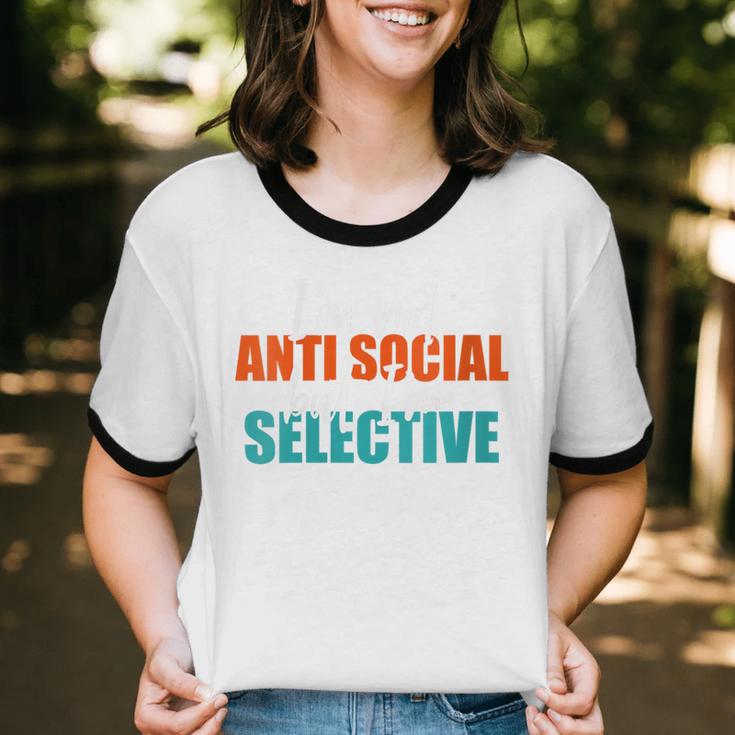 I'm Not Anti-Social But I'm Selective Introvert Unisex Cotton Ringer T-Shirt I'm Not Anti-Social But I'm Selective Introvert Unisex Cotton Ringer T-Shirt