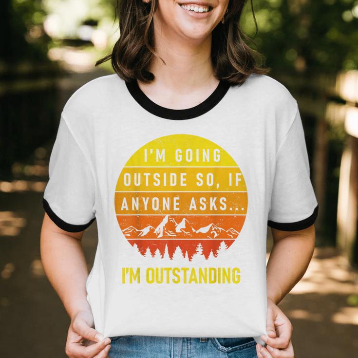 I'm Outstanding Retro Introvert Mountain Trip Lover Unisex Cotton Ringer T-Shirt I'm Outstanding Retro Introvert Mountain Trip Lover Unisex Cotton Ringer T-Shirt