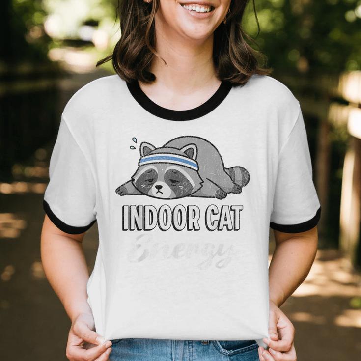 Indoor Cat Energy Raccoon Introvert Anti Social Mascot Unisex Cotton Ringer T-Shirt Indoor Cat Energy Raccoon Introvert Anti Social Mascot Unisex Cotton Ringer T-Shirt