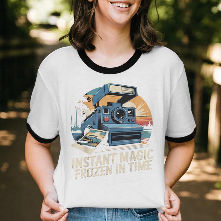 Instant Magic Frozen In Time Retro Camera Nostalgia Unisex Cotton Ringer T-Shirt Instant Magic Frozen In Time Retro Camera Nostalgia Unisex Cotton Ringer T-Shirt