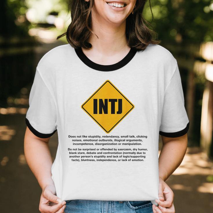 INTJ Warnings Architect Personality Type Introvert Unisex Cotton Ringer T-Shirt