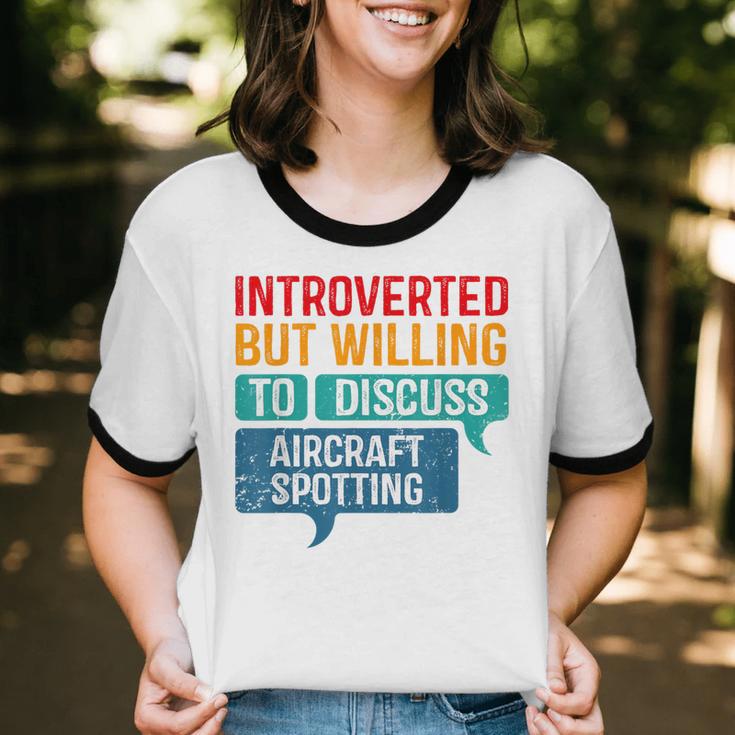 Introvert Aircraft Spotting Lovers Men & Women Unisex Cotton Ringer T-Shirt