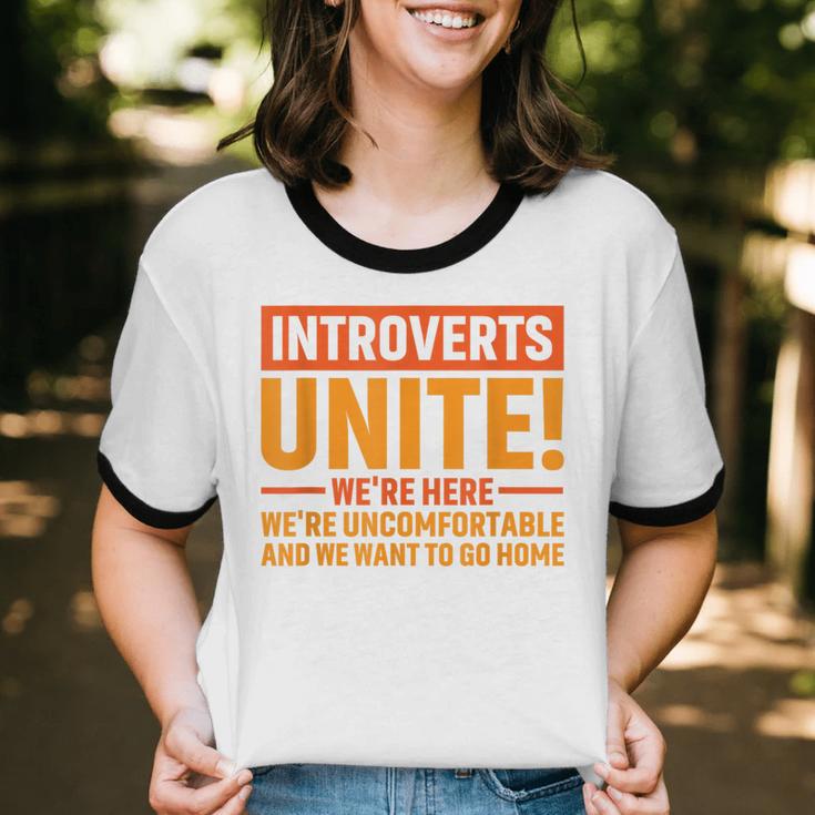 Introvert Antisocial Sarcasm Introverts Unite Anti Social Unisex Cotton Ringer T-Shirt