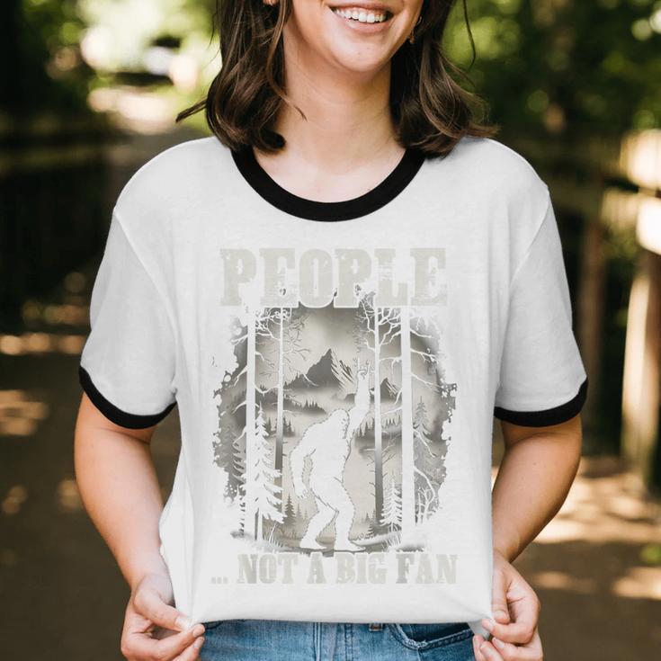Introvert Bigfoot People Not A Big Fan Dad Joke Unisex Cotton Ringer T-Shirt