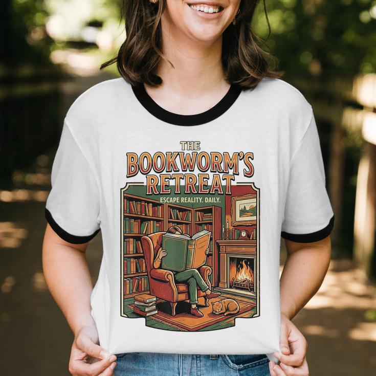 Introvert Book Lover The Bookworm's Retreat Unisex Cotton Ringer T-Shirt Introvert Book Lover The Bookworm's Retreat Unisex Cotton Ringer T-Shirt