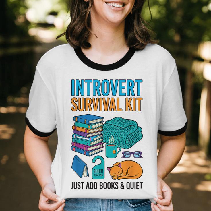 Introvert Book Lover Introvert Survival Kit Unisex Cotton Ringer T-Shirt Introvert Book Lover Introvert Survival Kit Unisex Cotton Ringer T-Shirt